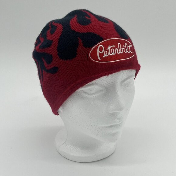 Peterbilt Trucks Knit Beanie Stocking Cap With Flames & Embroidered Patch - Picture 2 of 6